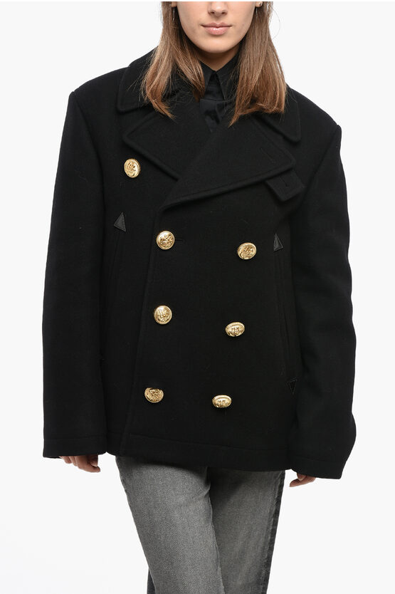 Dsquared2 Wool Blend Peacoat In Black