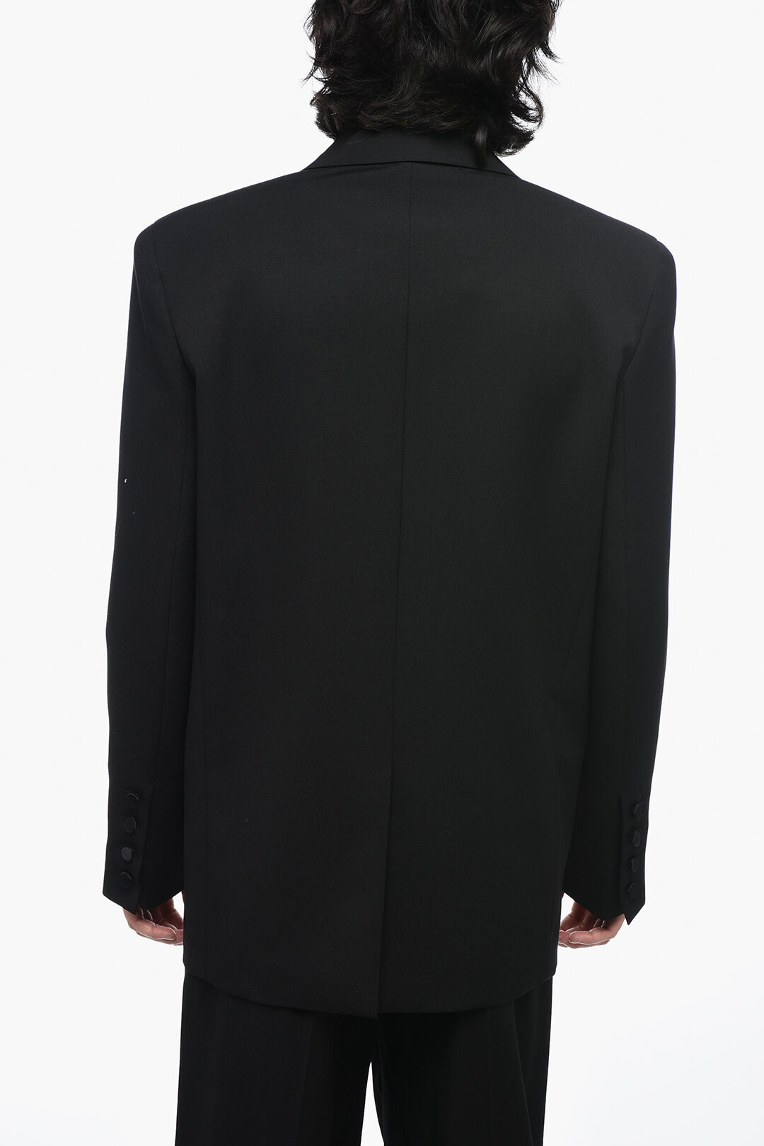 Saint Laurent Double-Breasted SMOKING Blazer with Satin