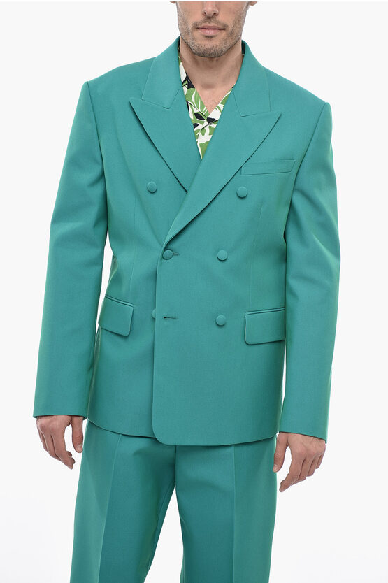 Shop Palm Angels Double Breasted Sonny Blazer With Peak Lapel