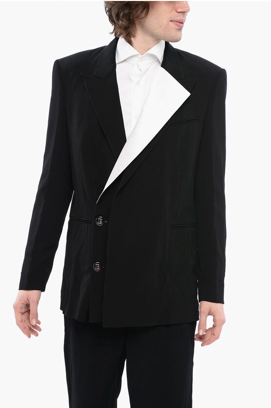 Balmain Double-breasted Viscose Blazer With Contrasting Lapel