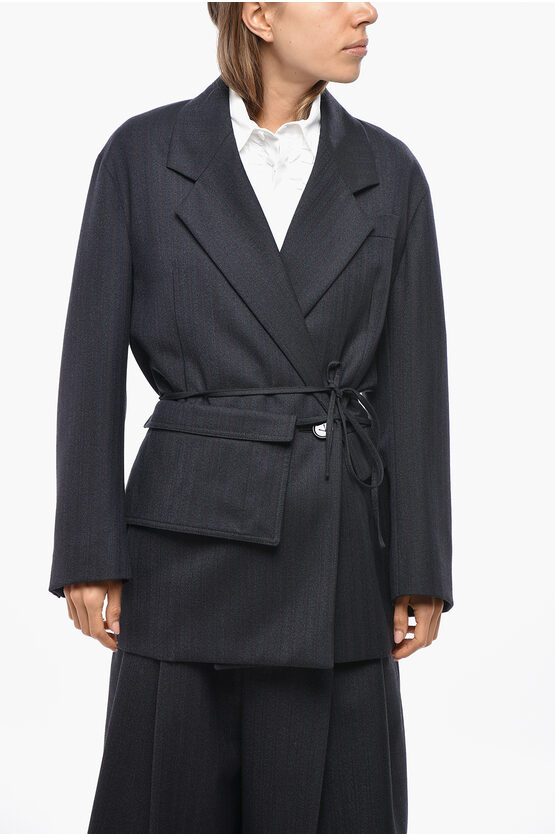 Bottega Veneta Double-breasted Wool Blazer With Matched Clutch