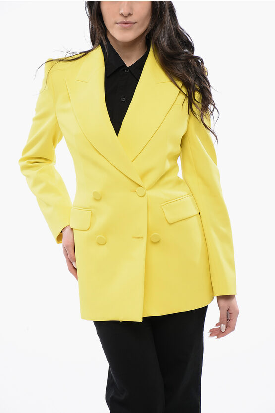 Alexander Mcqueen Double-breasted Wool Blazer With Peak Lapel And Covered Butt