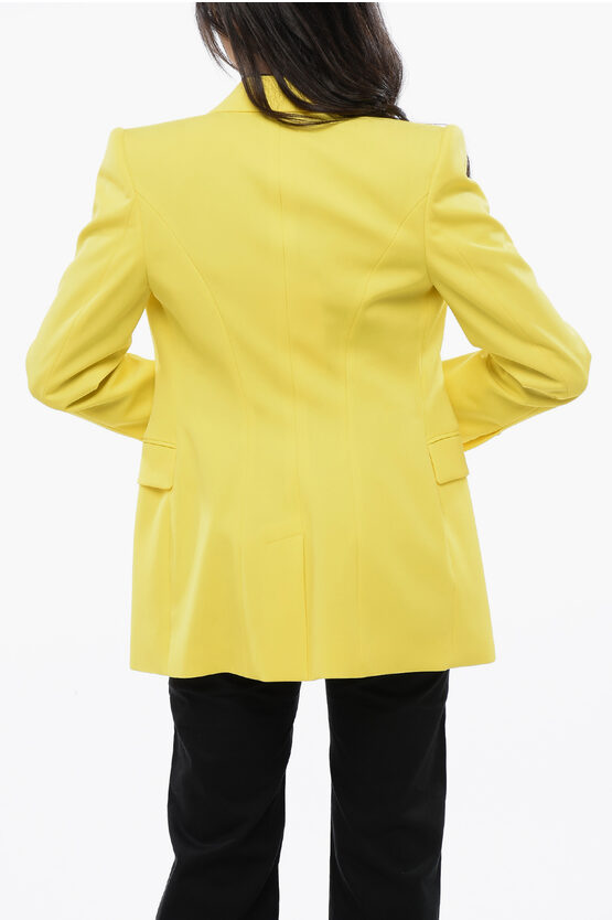 Double-breasted Wool Blazer with Peak Lapel and Covered Buttons