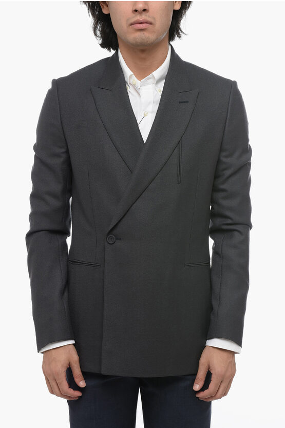 Shop Dior Double-breasted Wool Blazer With Peak Lapel