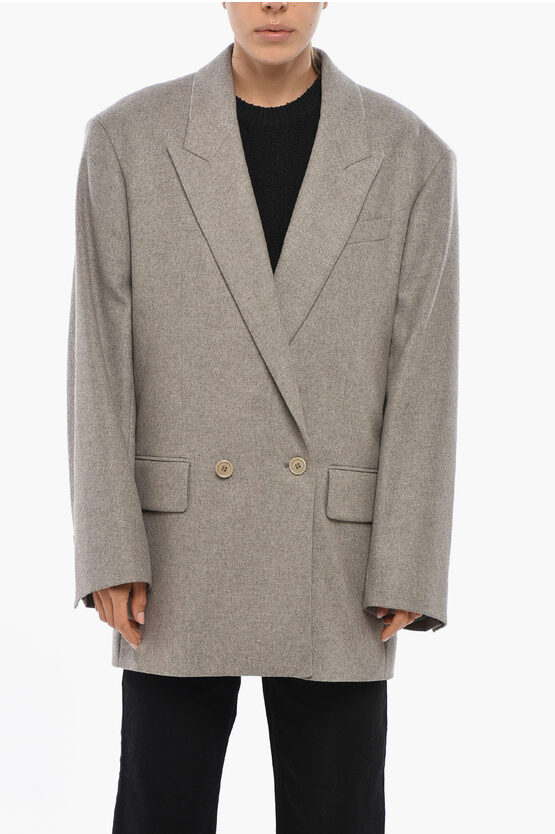 Filippa K Double-breasted Wool Blend Oversized Blazer In Gold