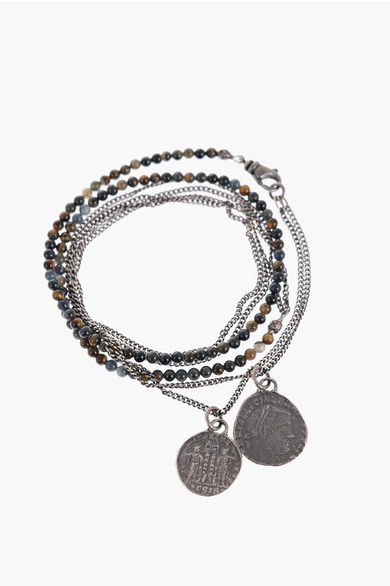 M. Cohen Double Circle Chain And Beaded Bracelet In Black