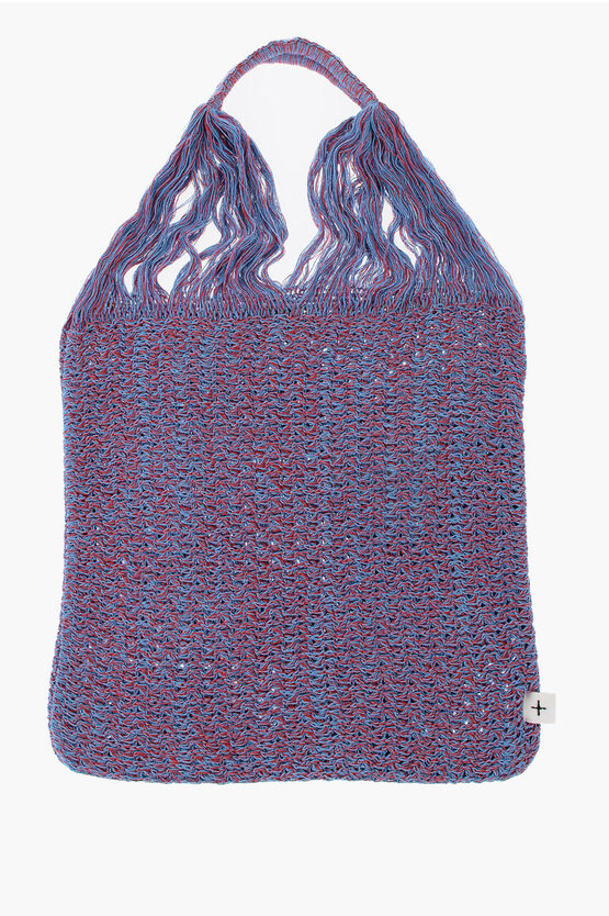 Jil Sander Double Colour Knitted Tote Bag In Purple