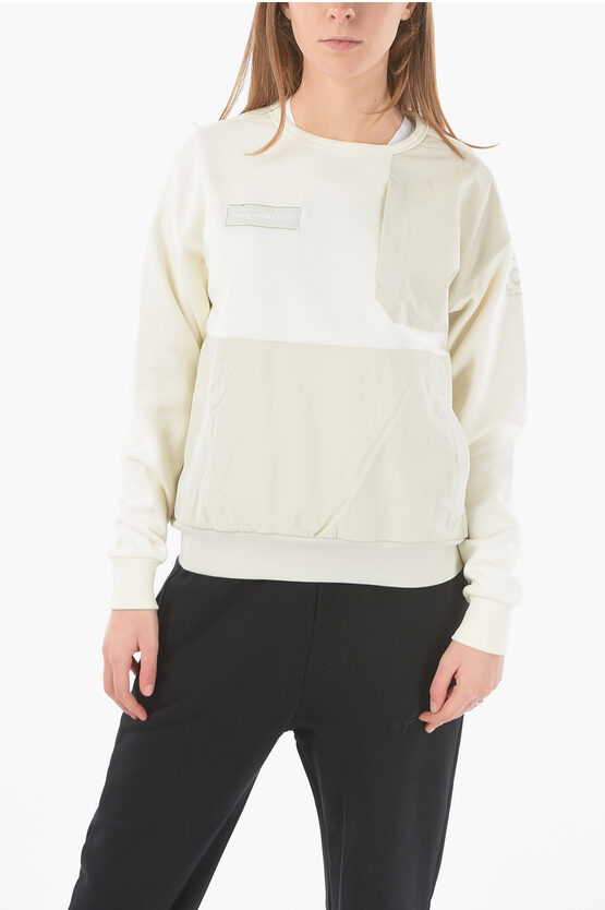 Converse Double Fabric Utility Brushed Back Crew-neck Sweatshirt With In White