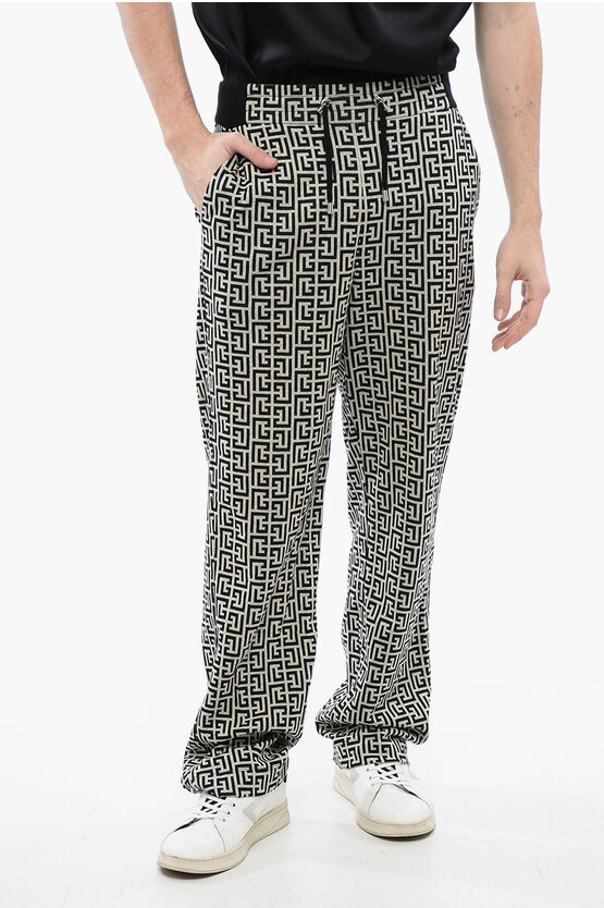 Balmain Double Jersey Biker Sweatpants With Monogram Motif