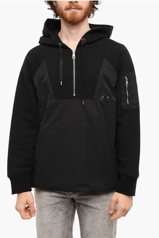 Neil Barrett Double Layed Iconic Piercing Hoodie In Black