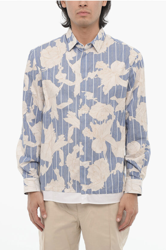 Neil Barrett Double Layer Floral-motif Loose Fit Shirt