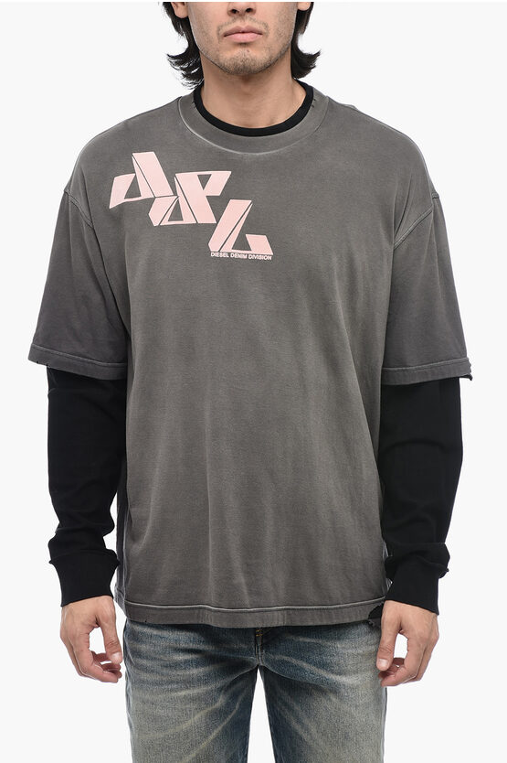 Diesel Double Layer T-wasy T-shirt With Distressed Effect