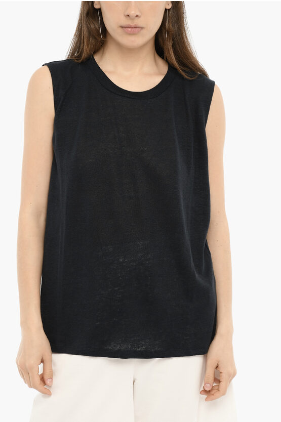 Woolrich Double Layered Crew-neck Tank Top In Black