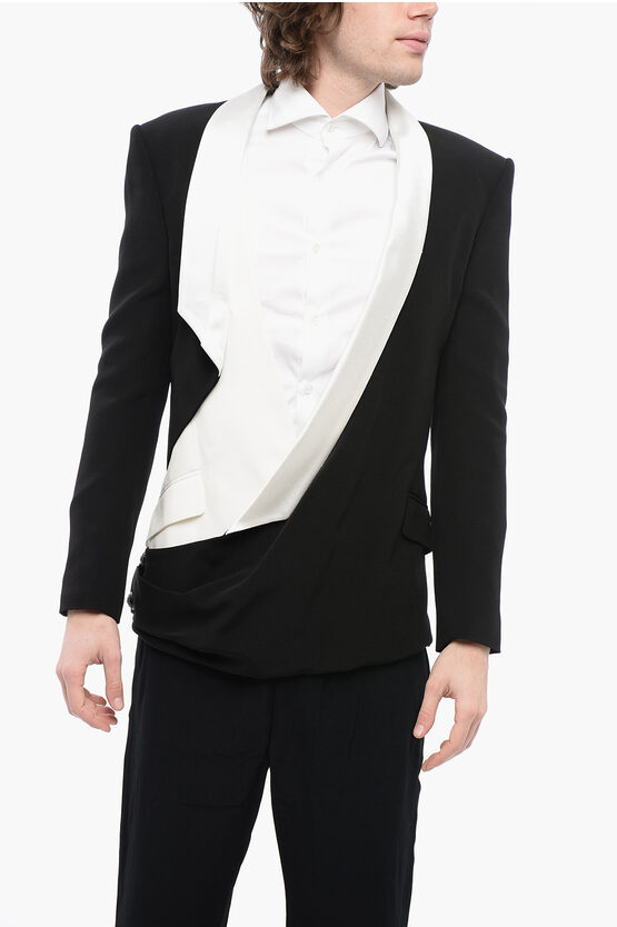 Balmain Double-layered Deconstructed Blazer With Shawl Lapel In Black