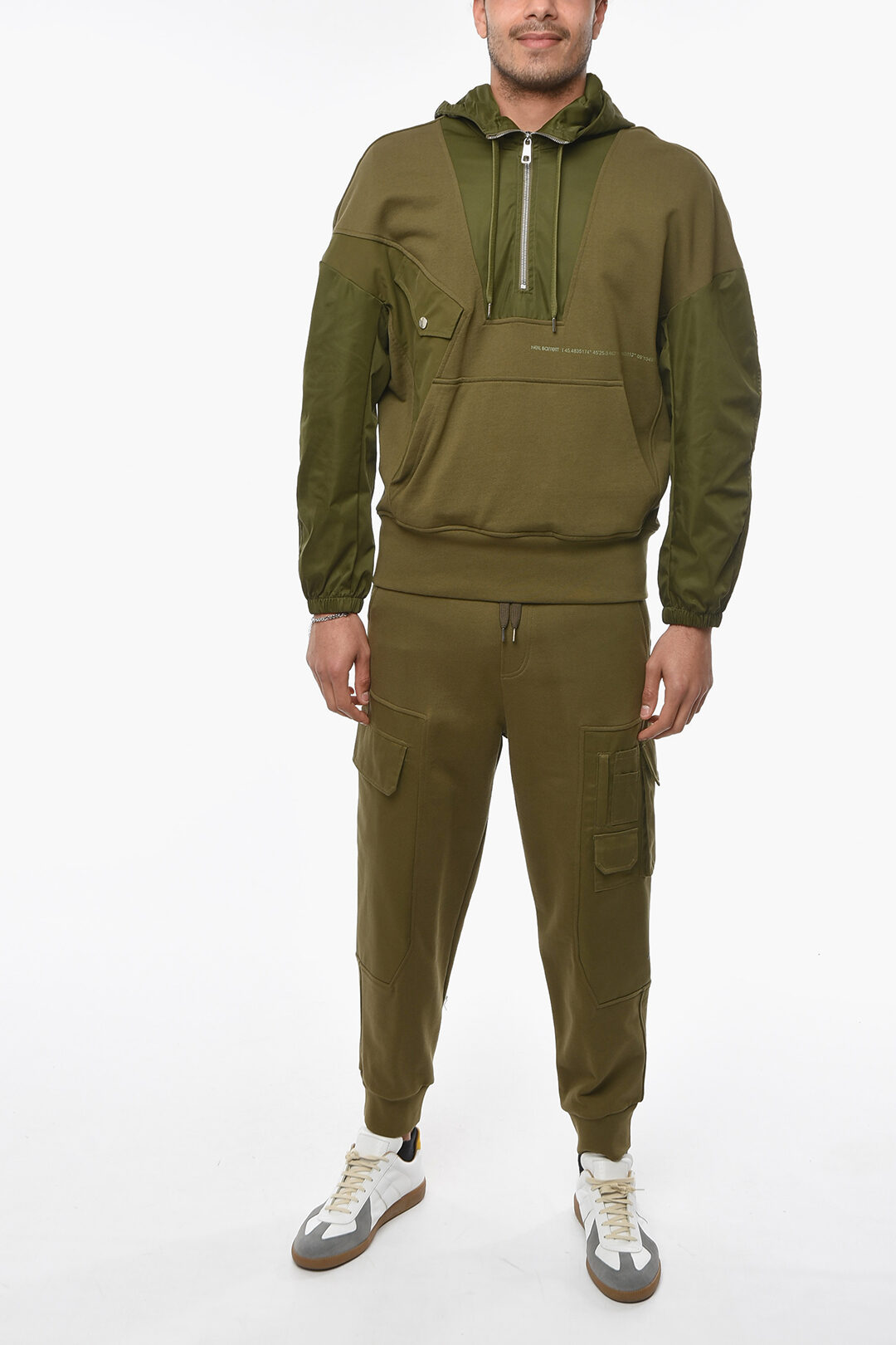 Neil Barrett Double-Layered Half Zip HYBRID Baggy Fit Hoodie men - Glamood  Outlet