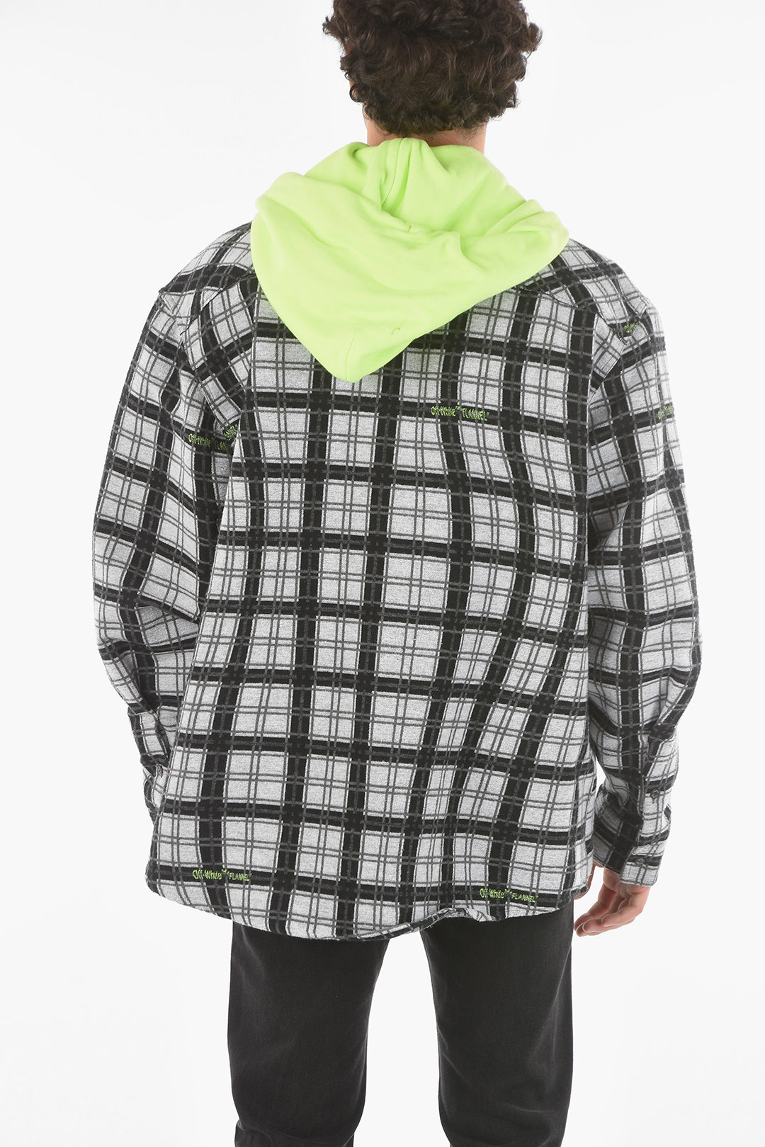 Off-White Double-layered Hooded Overshirt with Zip and Button Fastening ...