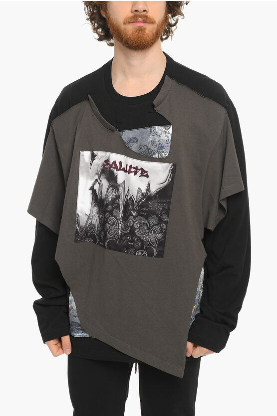 Salute Double Layered Long Sleeve Crewneck TShirt men Glamood Outlet
