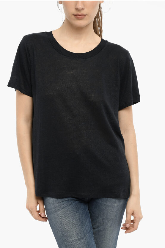 Woolrich Double Layered Mixed Crew-neck T-shirt In Black