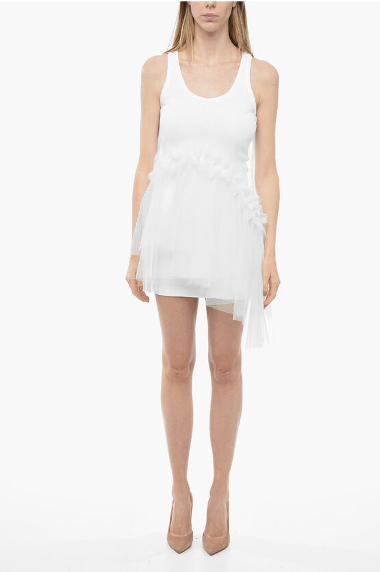 MSGM DOUBLE-LAYERED TANK DRESS WITH TULLE BOTTOM