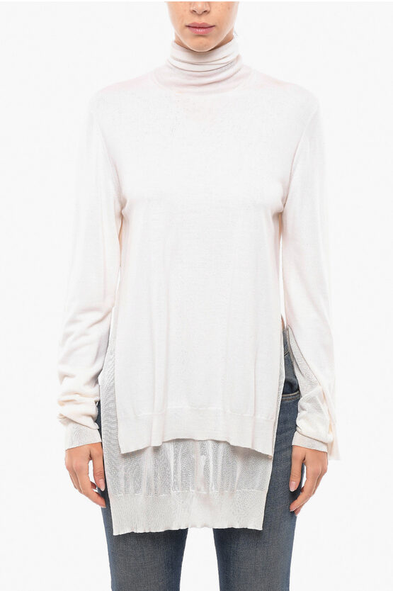 Marni Double-layered Turtleneck Sweater In White
