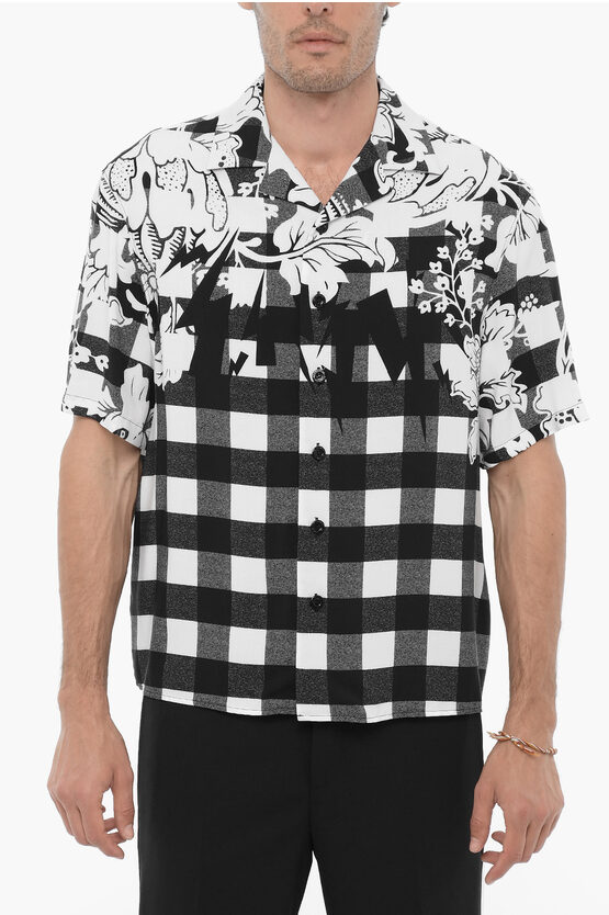 Shop Neil Barrett Double Patterned Boxy Fit Shirt