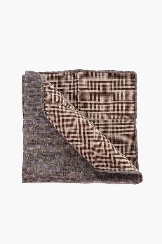 Brunello Cucinelli Double-patterned Pocket Square In Brown