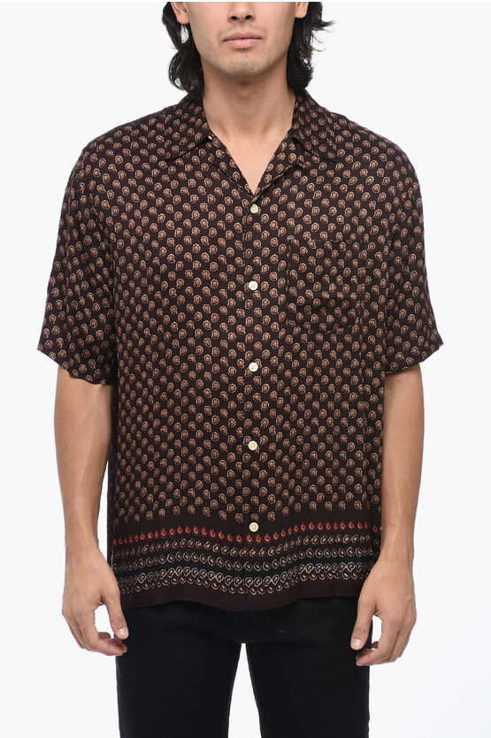 Shop Allsaints Double Patterned Short Sleeve Satin Ignis Shirt