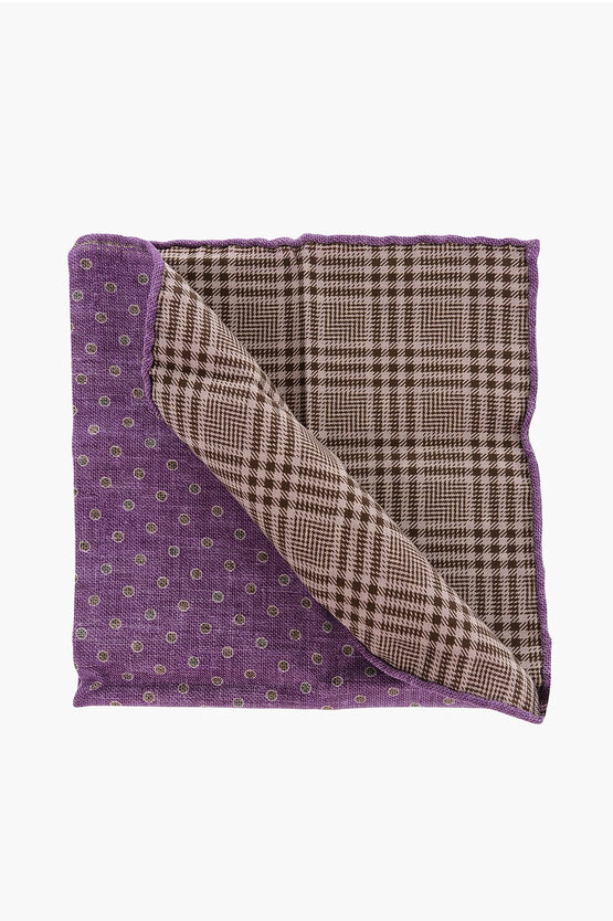 Brunello Cucinelli Double-patterned Silk And Cotton Pocket Square In Purple