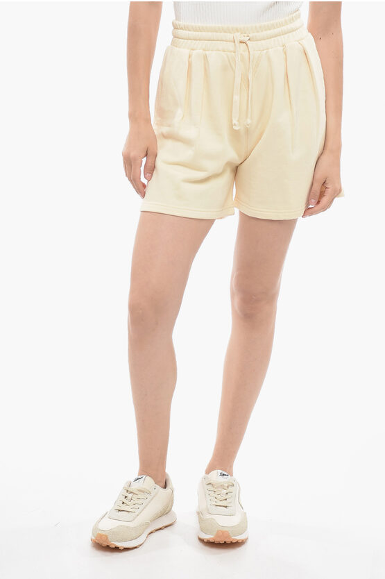 Attic And Barn Double Pleat Cotton Shorts In Yellow