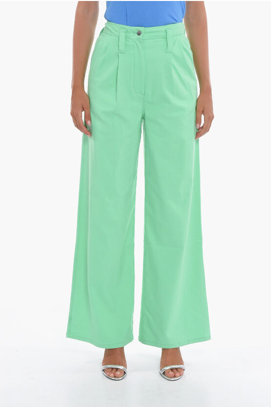 Shop Rotate Birger Christensen Double-pleat Naya Flared Pants With Silver Button