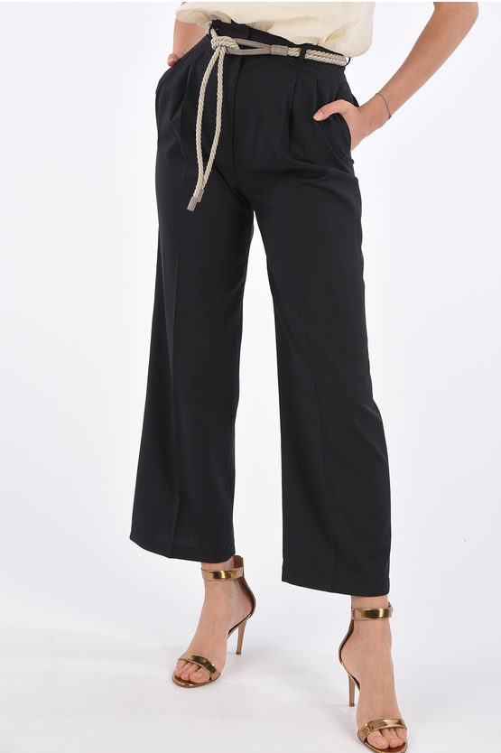 Fabiana Filippi Double Pleat Palazzo Pants with Rope Belt