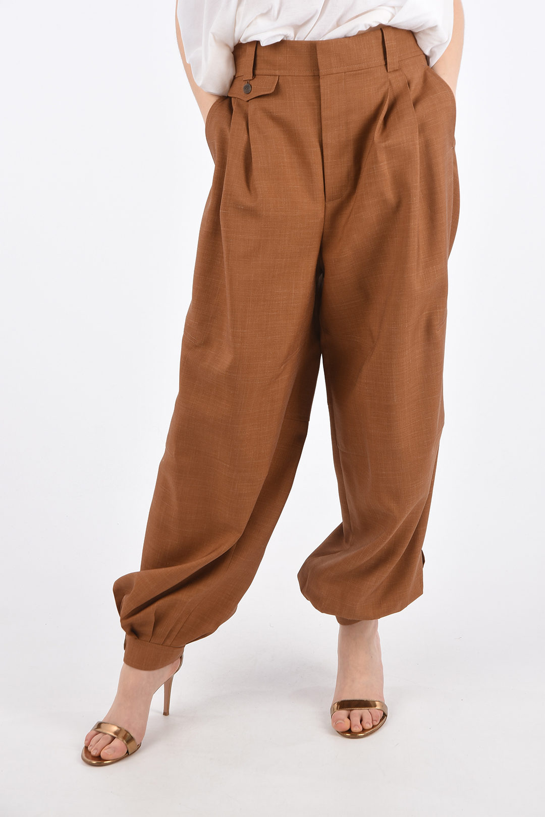Loewe Double Pleat Pants with Ankle Buttons women - Glamood Outlet