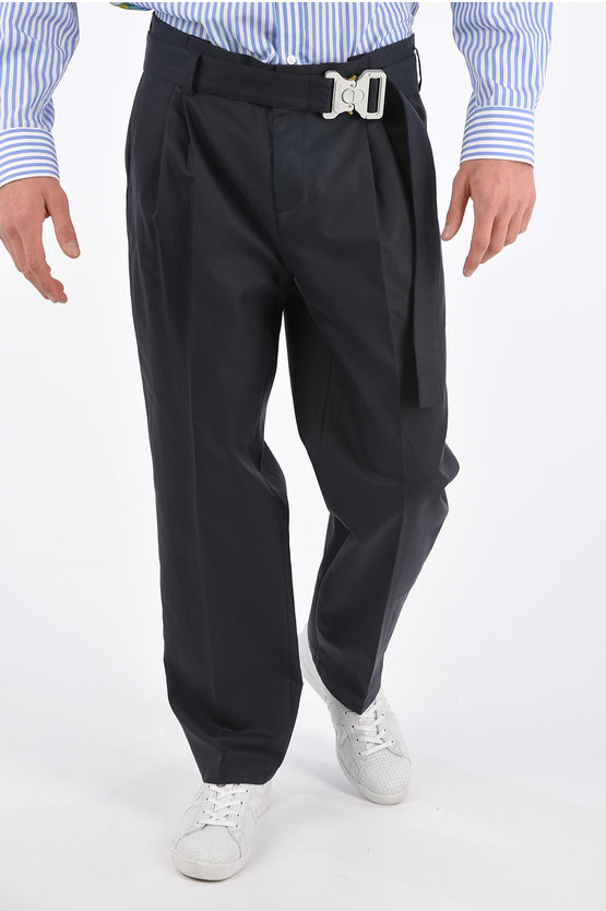 Dior Double Pleat Trousers With Military Belt In Black