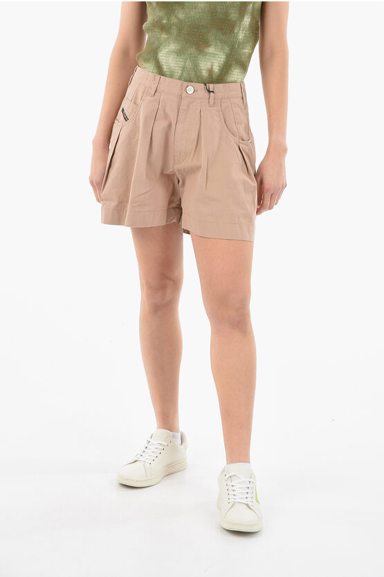 Diesel Double-pleat S-concias Shorts In Brown