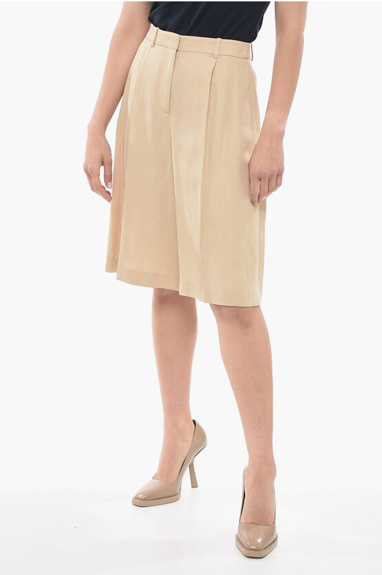 Shop Fabiana Filippi Double-pleated Cotton Blend Shorts