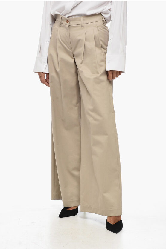 Jejia Double-pleated Cotton Palazzo Pants