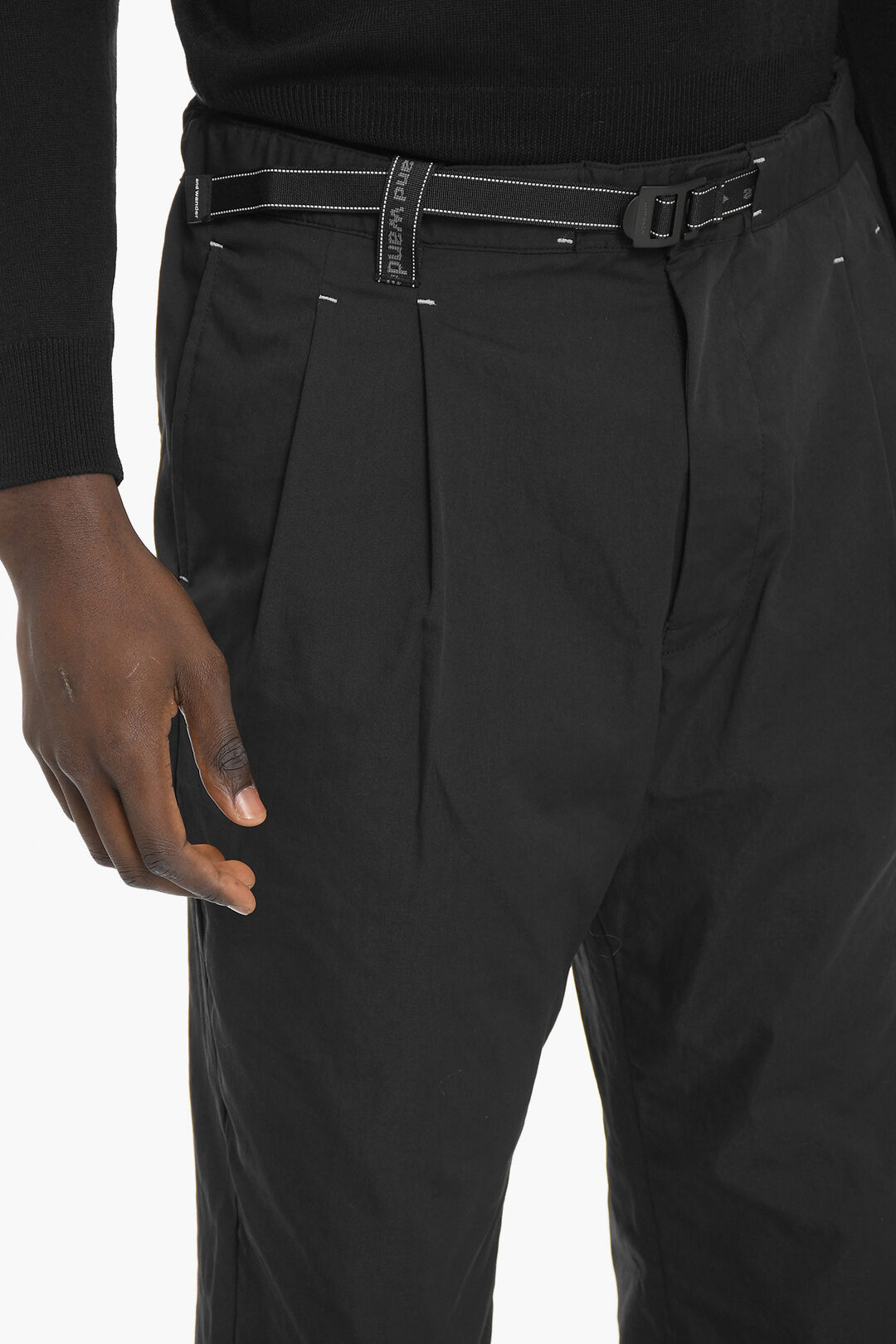 And Wander Double-pleated Cropped Stretch Pants with Buckle