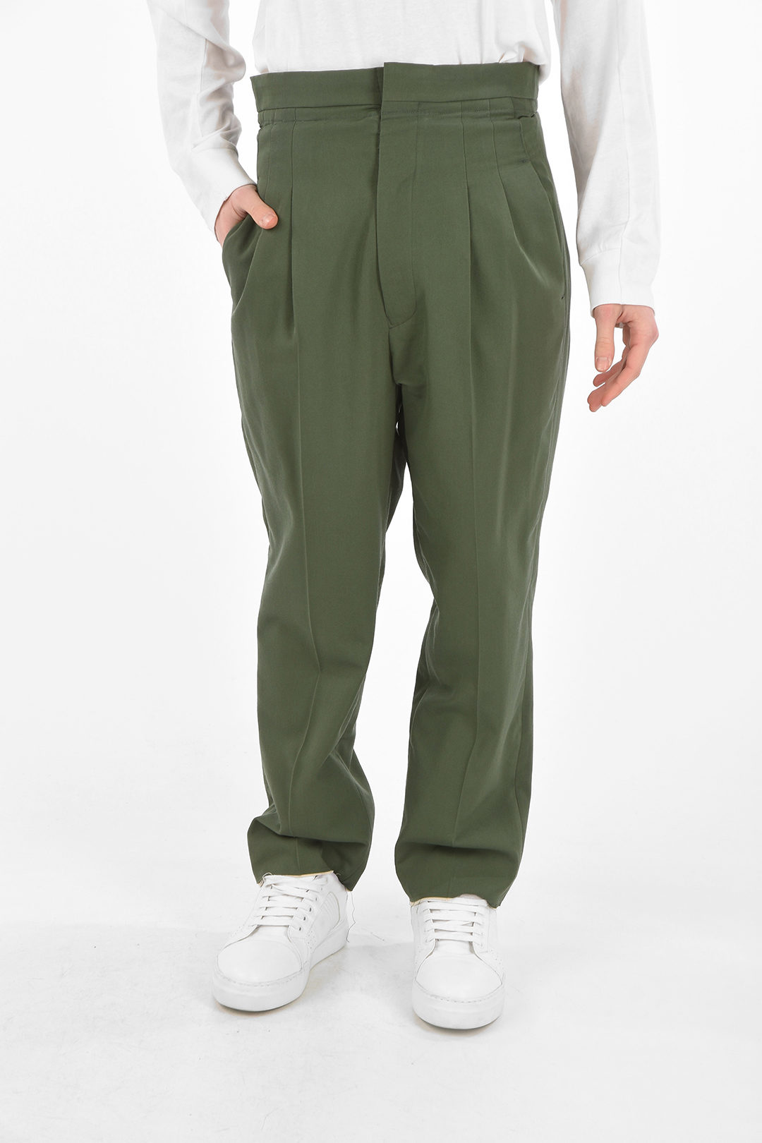 Ambush Double-pleated High-waisted Pants with Raw Cut Bottom men - Main Image
