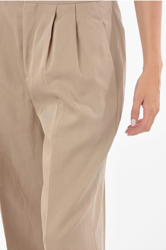 Neil Barrett Double Pleated Linen Blend Pants women - Glamood Outlet