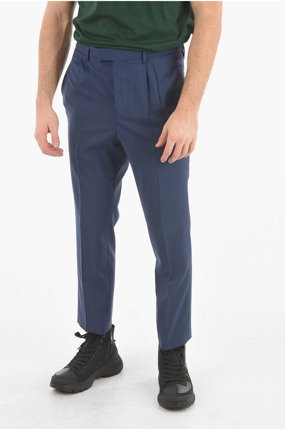 Neil Barrett Double-pleated Loose Tapered Low-rise Trousers In Metallic