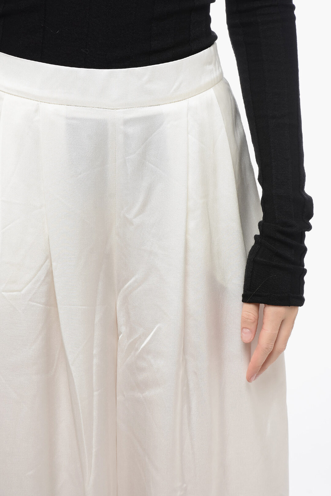 パンツ FABIANA FILIPPI Women Pants PAD224F322L030 8154 Beige Fabiana Filippi Suede-leather Flared Pants with Knitted Side