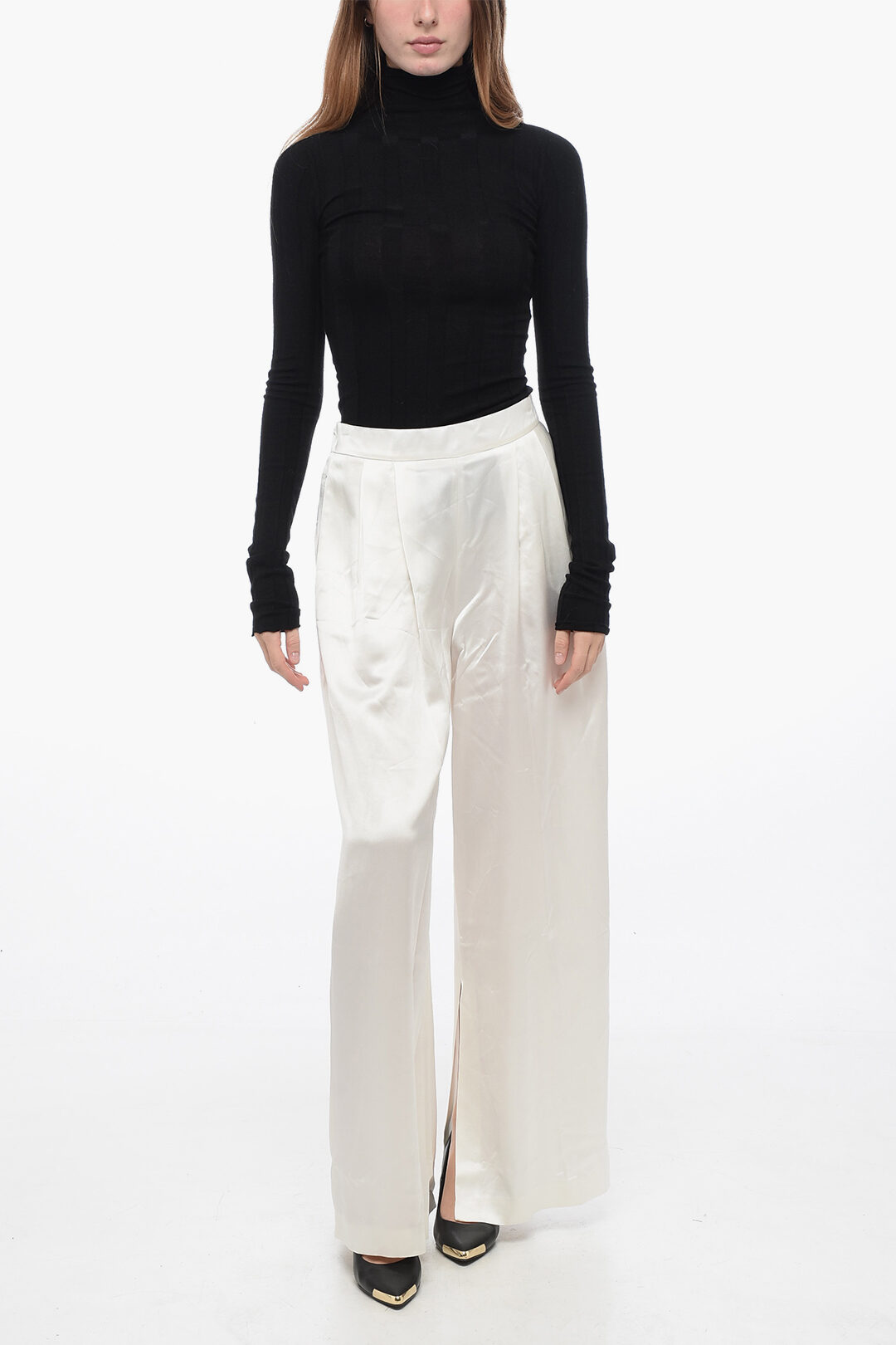 Fabiana Filippi Double-pleated Palazzo Pants with Satin