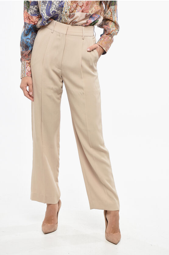 Blazé Milano Double-pleated Pants With Hidden Closure In Neutral