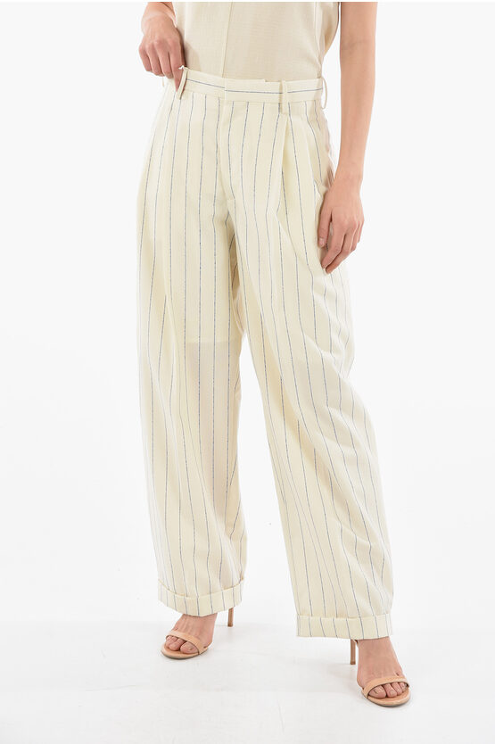 Marni Double-pleated Pin Stripe Wide Leg Pants