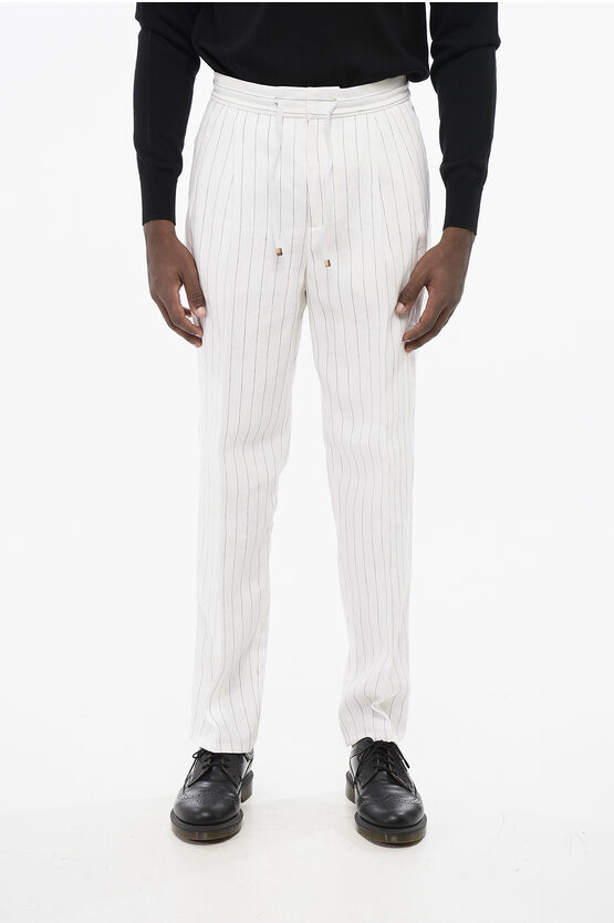Brunello Cucinelli Single-pleated Linen Pants With Hidden Closure