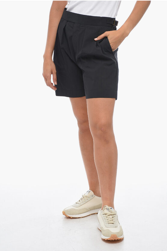 Shop Neil Barrett Double-pleated Safari Cotton Blend Shorts