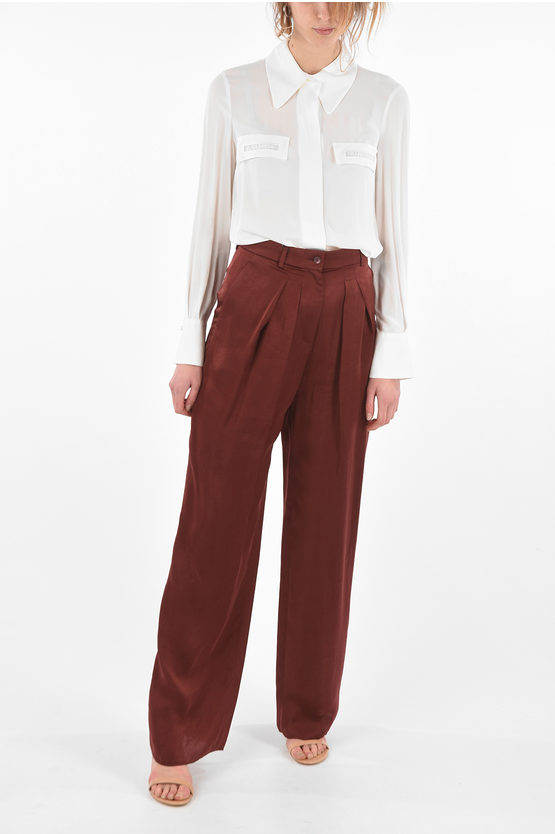 Rochas Double-pleated Satin Palazzo Pants women - Glamood Outlet