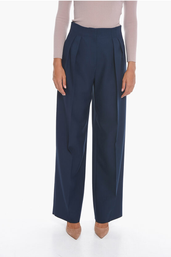 Super Blond Double-pleated Straight Fit Pants In Blue