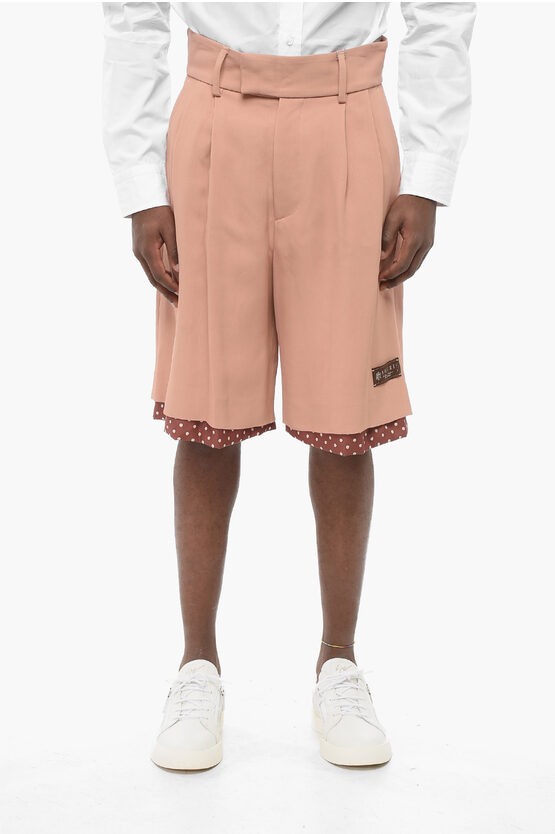 Amiri Double-pleated Twill Viscose Shorts With Polka Dot Detail