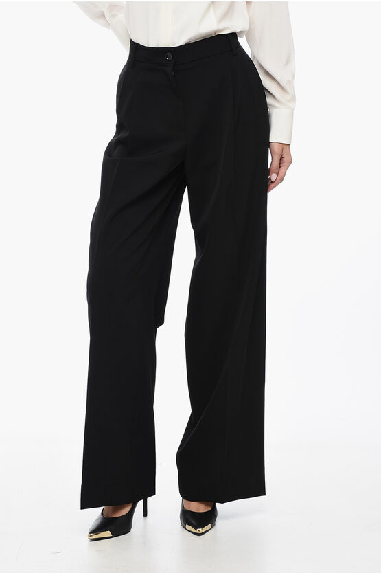 Shop Dolce & Gabbana Double-pleated Virgin Wool Blend Pants